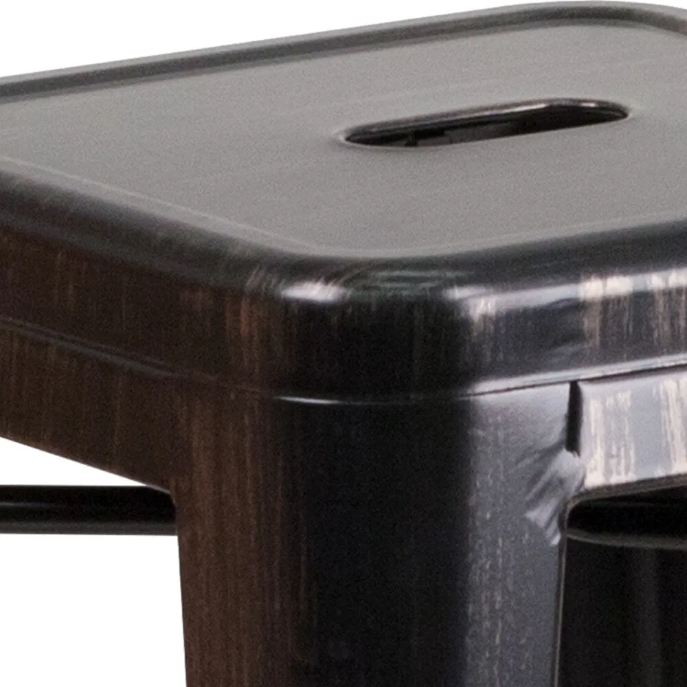 24 High Backless Metal Indoor-Outdoor Counter Height Stool w/Square Seat