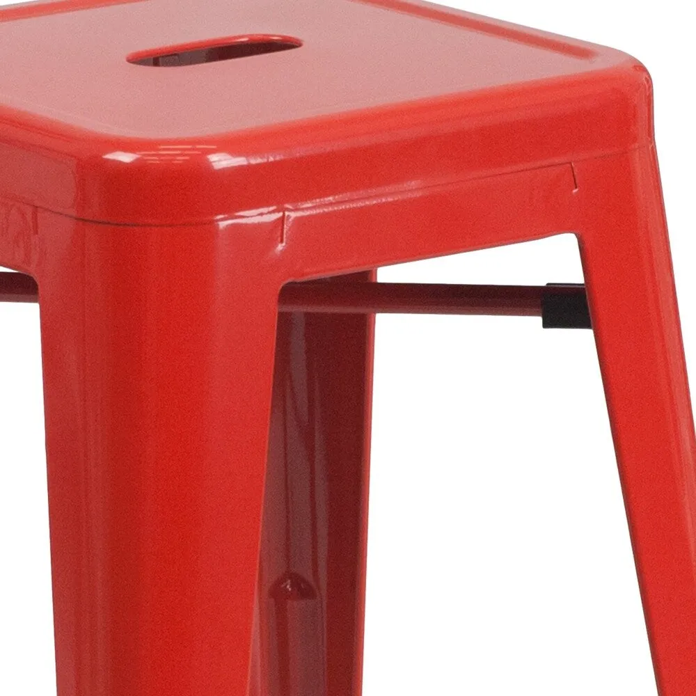 24 High Backless Metal Indoor-Outdoor Counter Height Stool w/Square Seat
