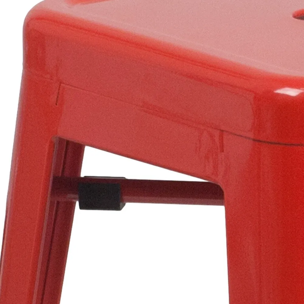 24 High Backless Metal Indoor-Outdoor Counter Height Stool w/Square Seat