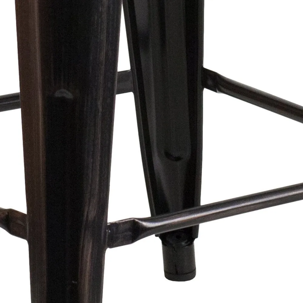 24 High Backless Metal Indoor-Outdoor Counter Height Stool w/Square Seat