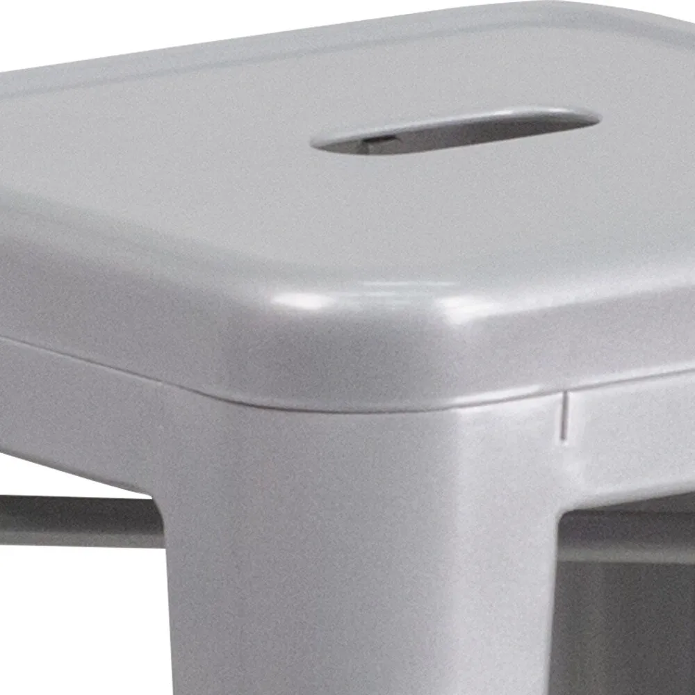 24 High Backless Metal Indoor-Outdoor Counter Height Stool w/Square Seat