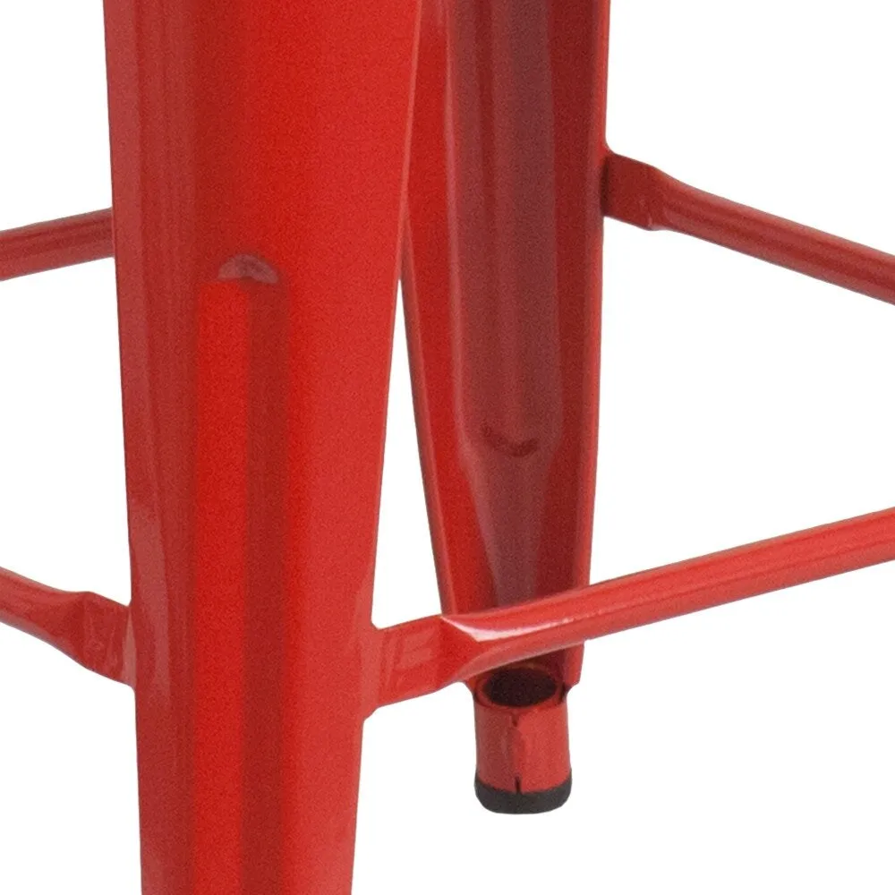 24 High Backless Metal Indoor-Outdoor Counter Height Stool w/Square Seat