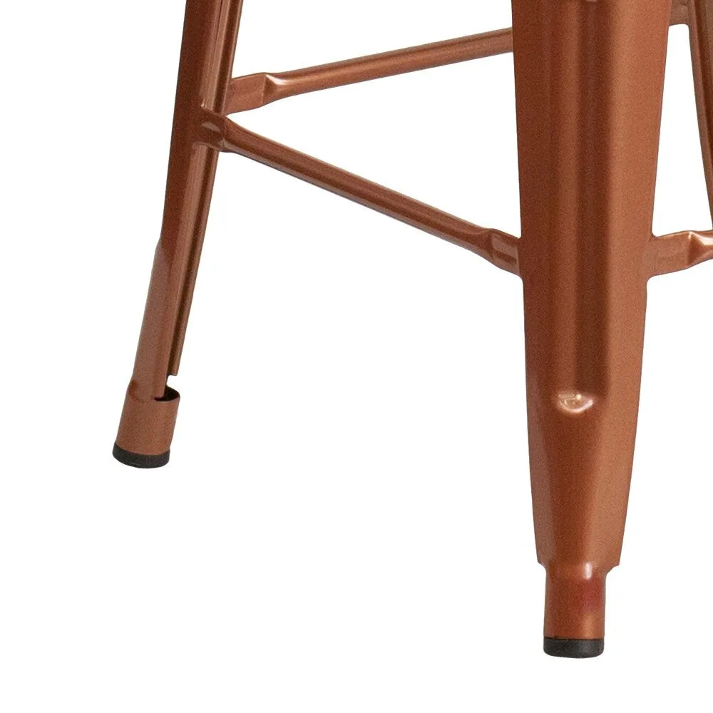 24 High Backless Metal Indoor-Outdoor Counter Height Stool w/Square Seat