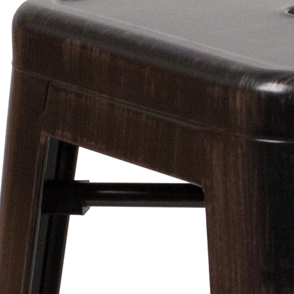 24 High Backless Metal Indoor-Outdoor Counter Height Stool w/Square Seat