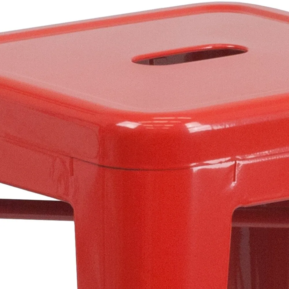 24 High Backless Metal Indoor-Outdoor Counter Height Stool w/Square Seat