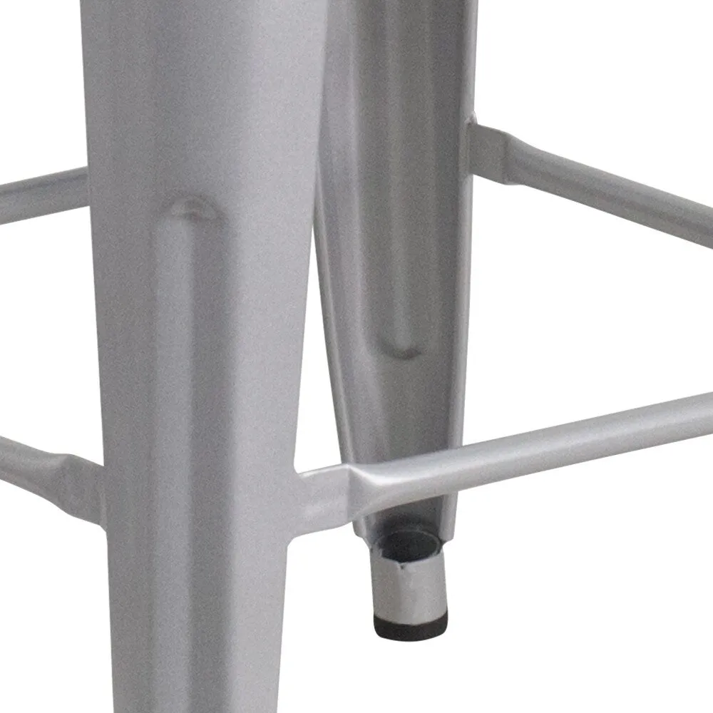 24 High Backless Metal Indoor-Outdoor Counter Height Stool w/Square Seat