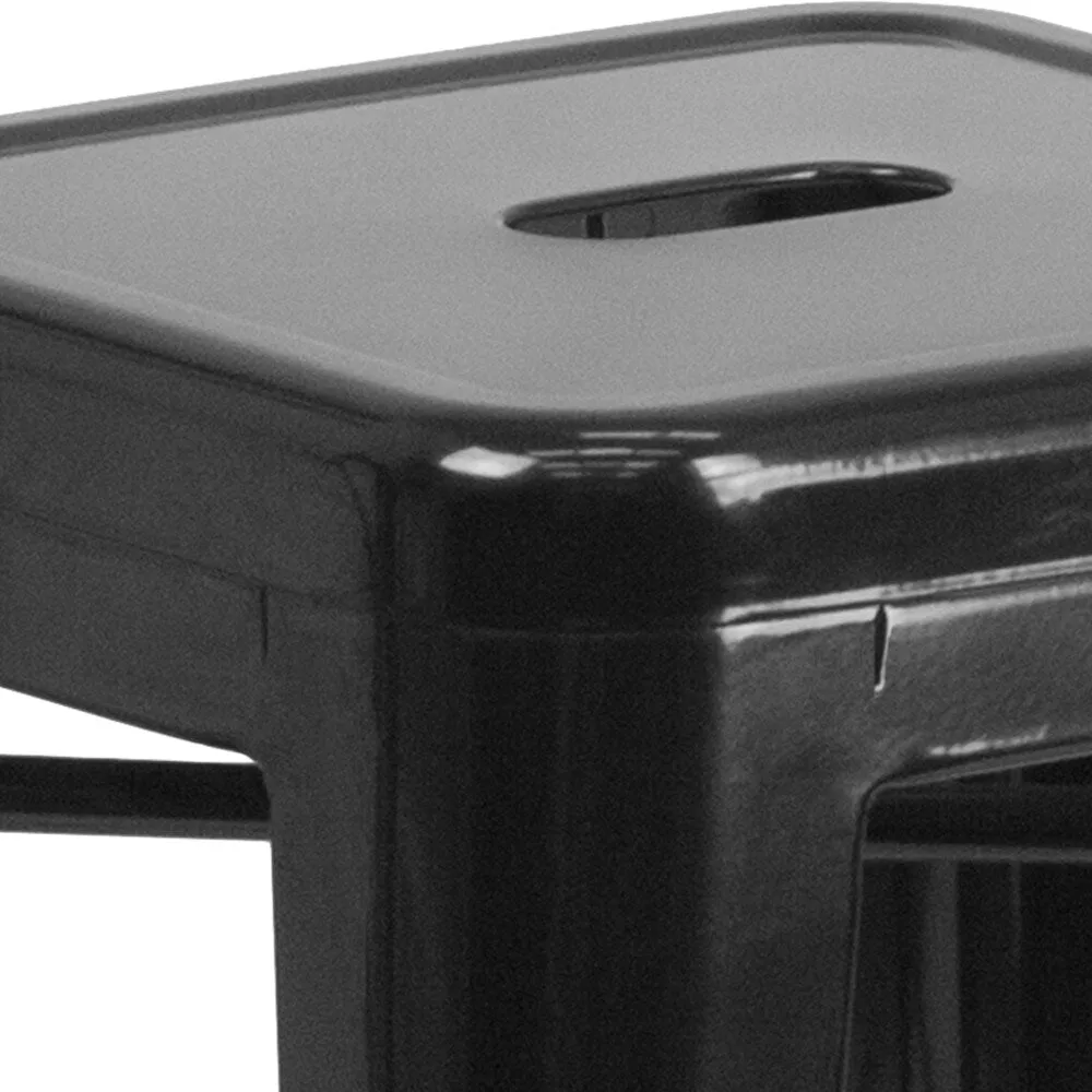 24 High Backless Metal Indoor-Outdoor Counter Height Stool w/Square Seat