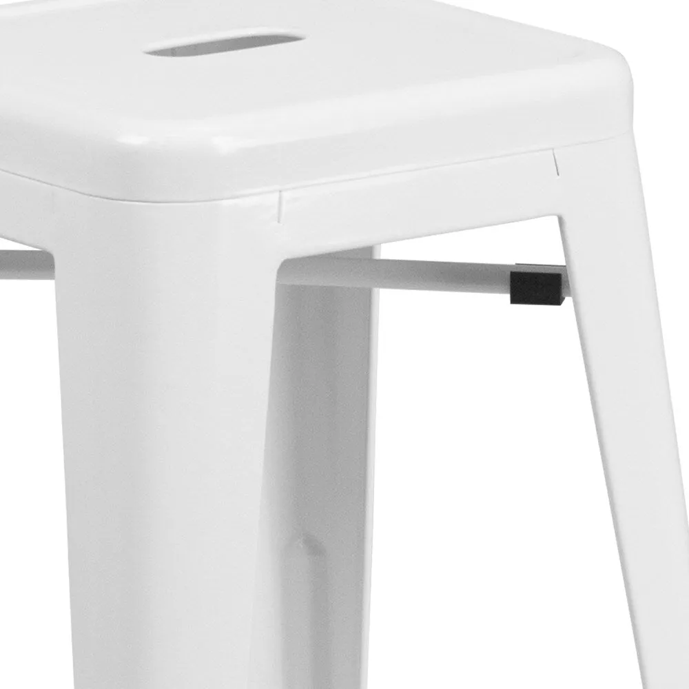 24 High Backless Metal Indoor-Outdoor Counter Height Stool w/Square Seat
