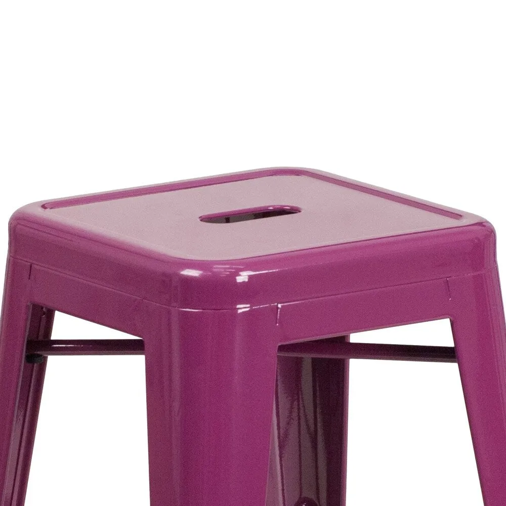24 High Backless Metal Indoor-Outdoor Counter Height Stool w/Square Seat