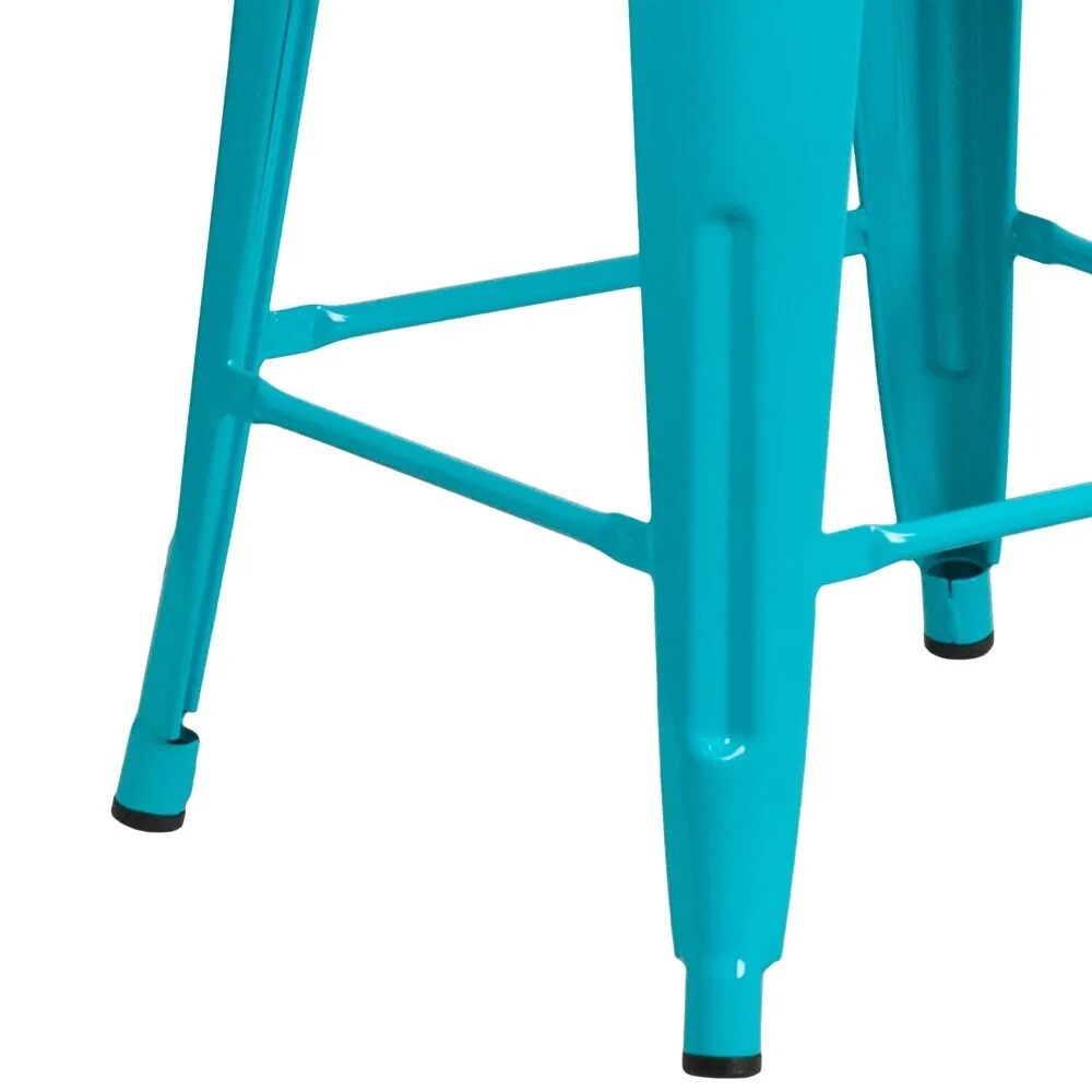 24 High Backless Metal Indoor-Outdoor Counter Height Stool w/Square Seat