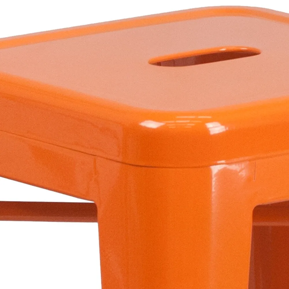 24 High Backless Metal Indoor-Outdoor Counter Height Stool w/Square Seat