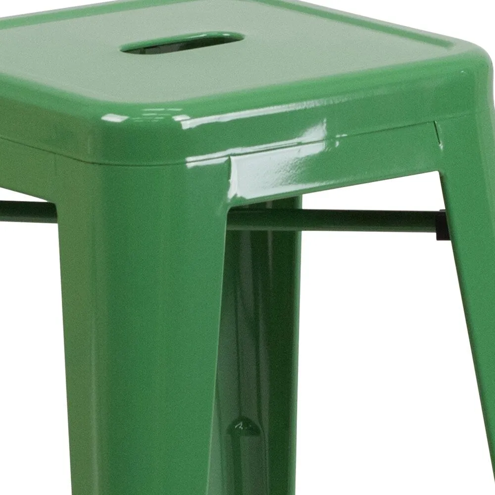24 High Backless Metal Indoor-Outdoor Counter Height Stool w/Square Seat