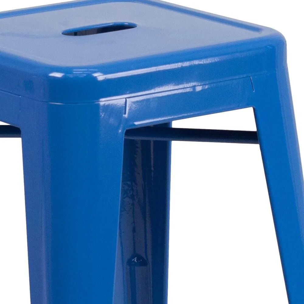 24 High Backless Metal Indoor-Outdoor Counter Height Stool w/Square Seat