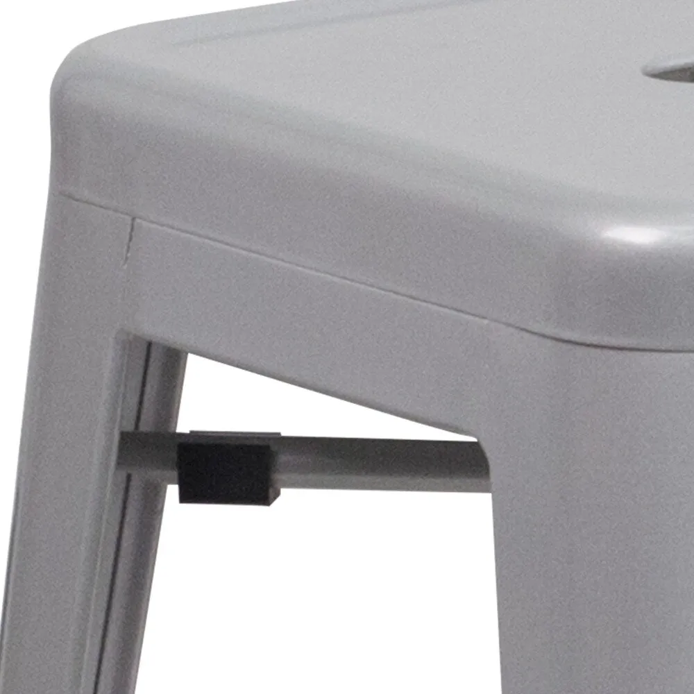 24 High Backless Metal Indoor-Outdoor Counter Height Stool w/Square Seat