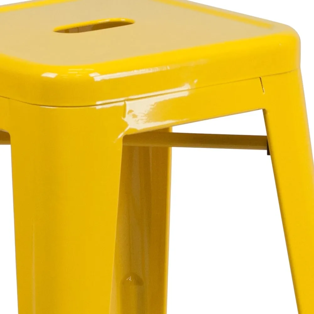 24 High Backless Metal Indoor-Outdoor Counter Height Stool w/Square Seat