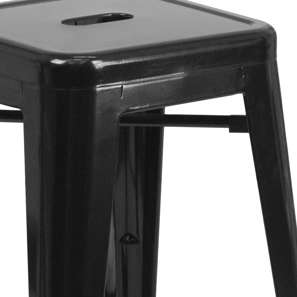 24 High Backless Metal Indoor-Outdoor Counter Height Stool w/Square Seat