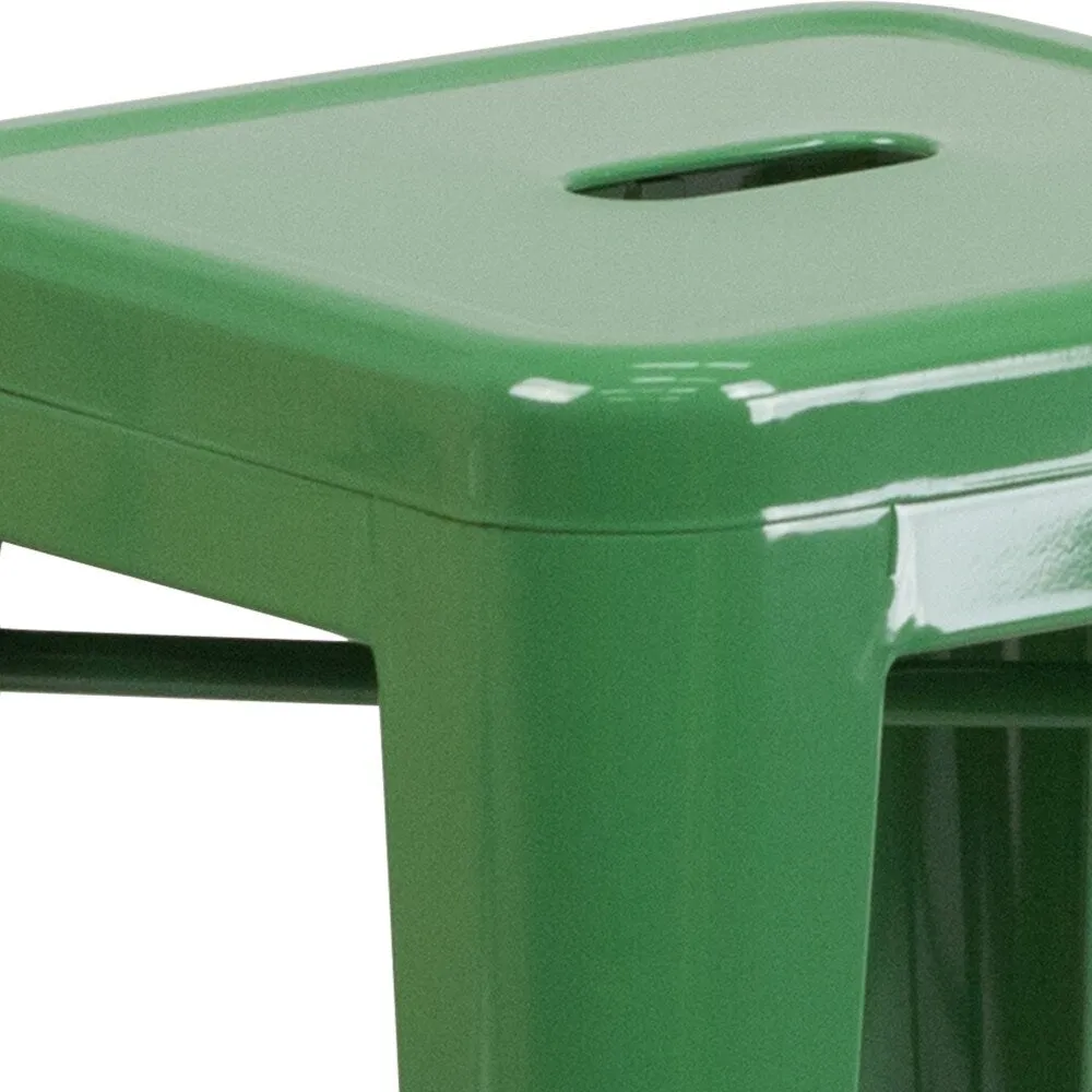 24 High Backless Metal Indoor-Outdoor Counter Height Stool w/Square Seat