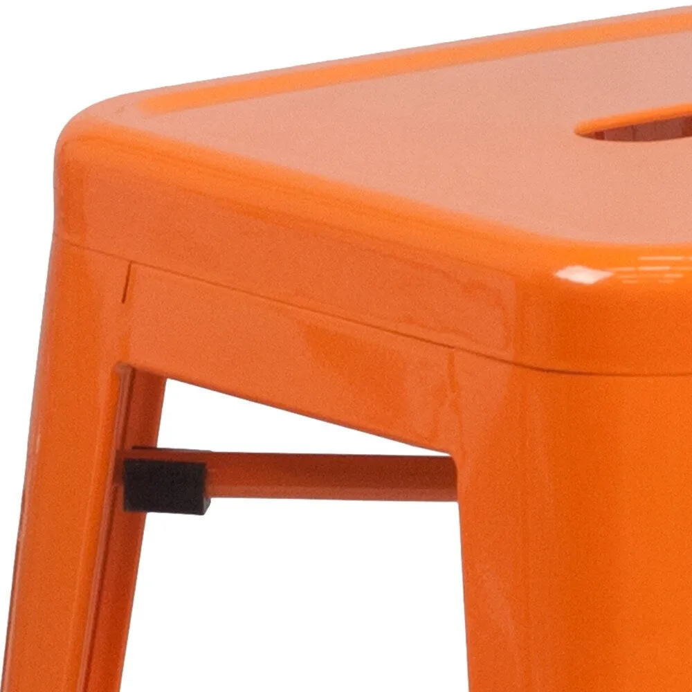 24 High Backless Metal Indoor-Outdoor Counter Height Stool w/Square Seat