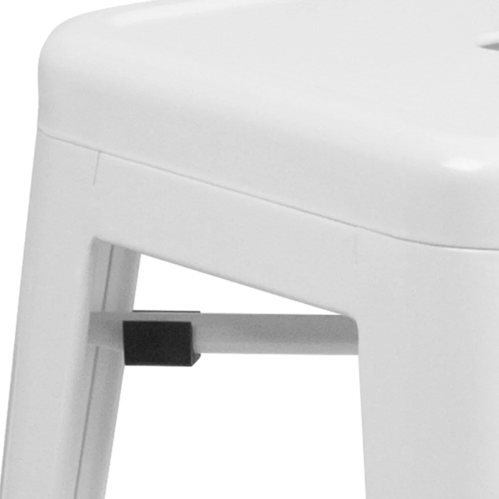24 High Backless Metal Indoor-Outdoor Counter Height Stool w/Square Seat