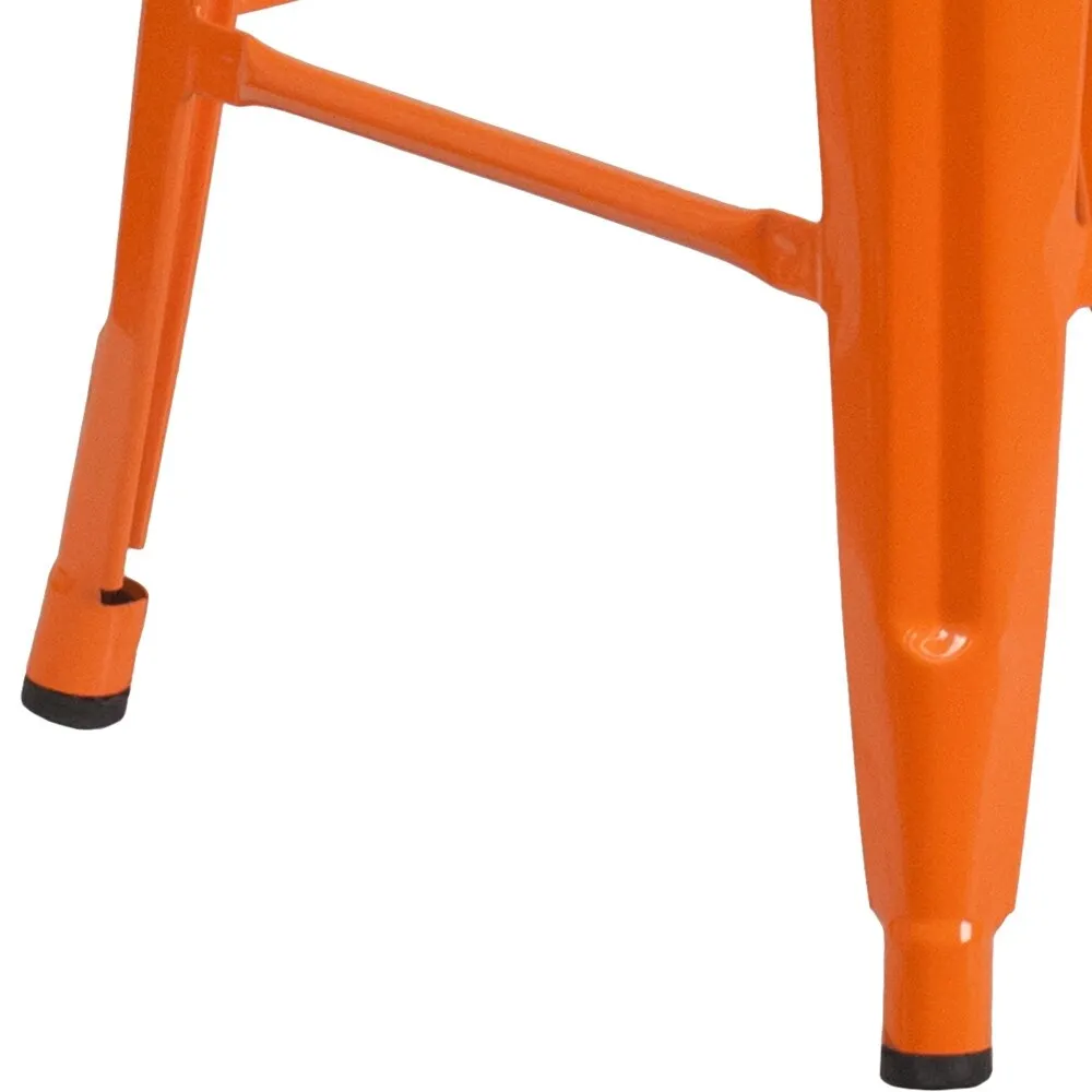 24 High Backless Metal Indoor-Outdoor Counter Height Stool w/Square Seat