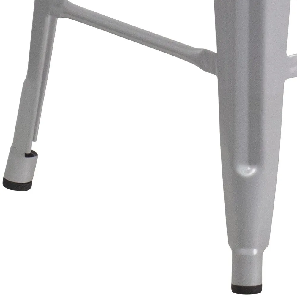 24 High Backless Metal Indoor-Outdoor Counter Height Stool w/Square Seat