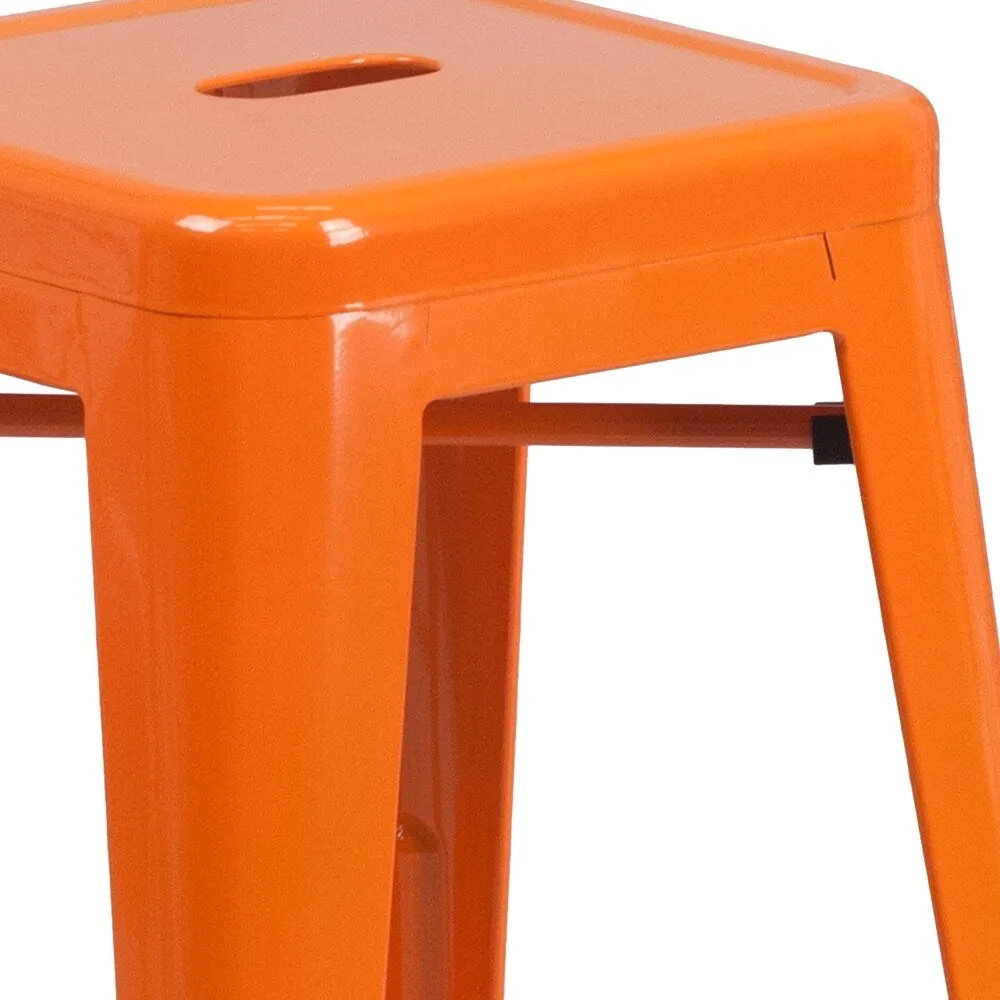 24 High Backless Metal Indoor-Outdoor Counter Height Stool w/Square Seat