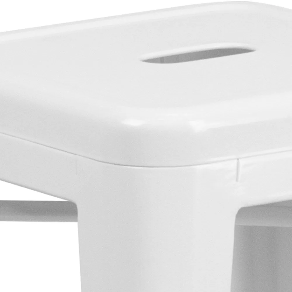 24 High Backless Metal Indoor-Outdoor Counter Height Stool w/Square Seat