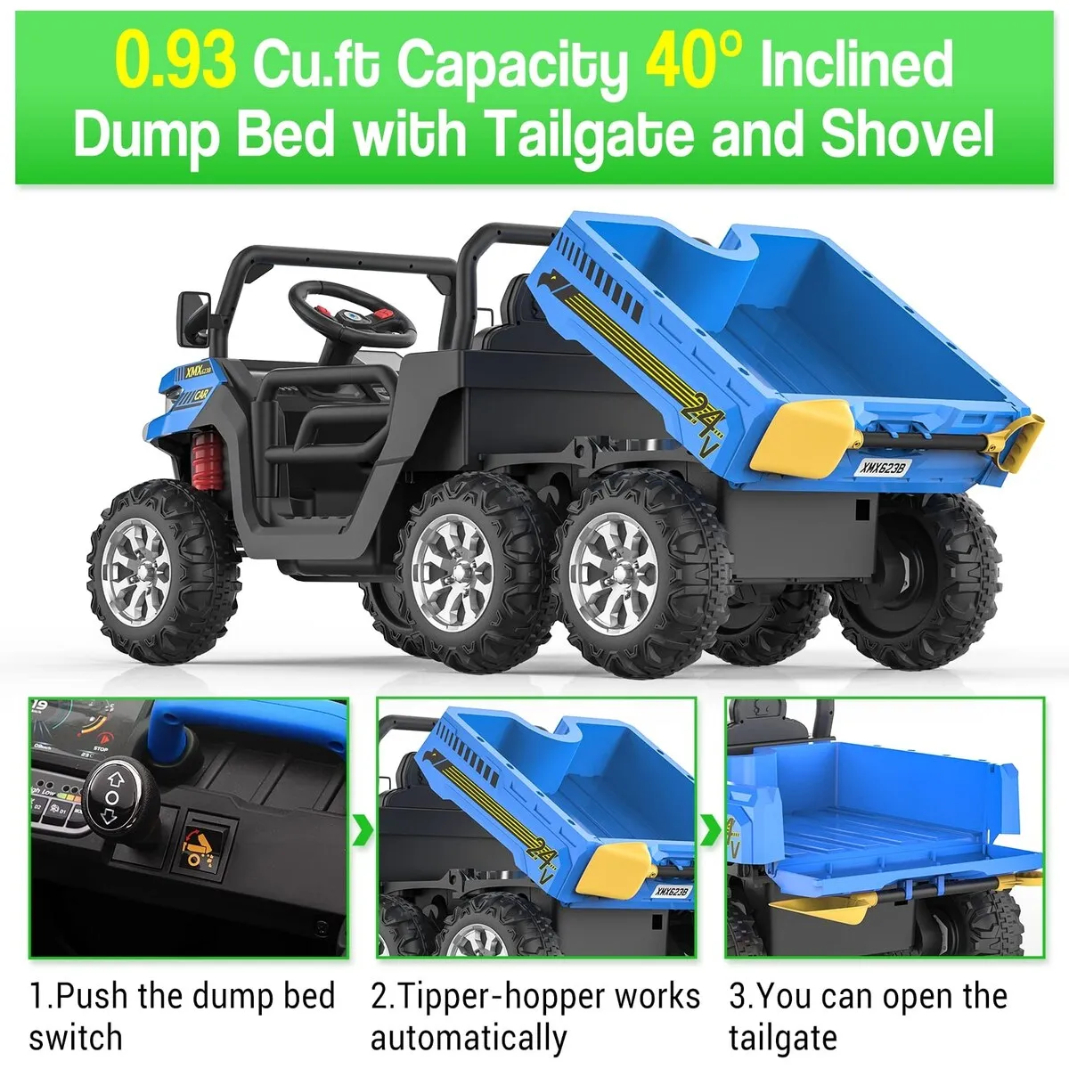 24V 2 Seater Ride On Dump Truck with Remote Control