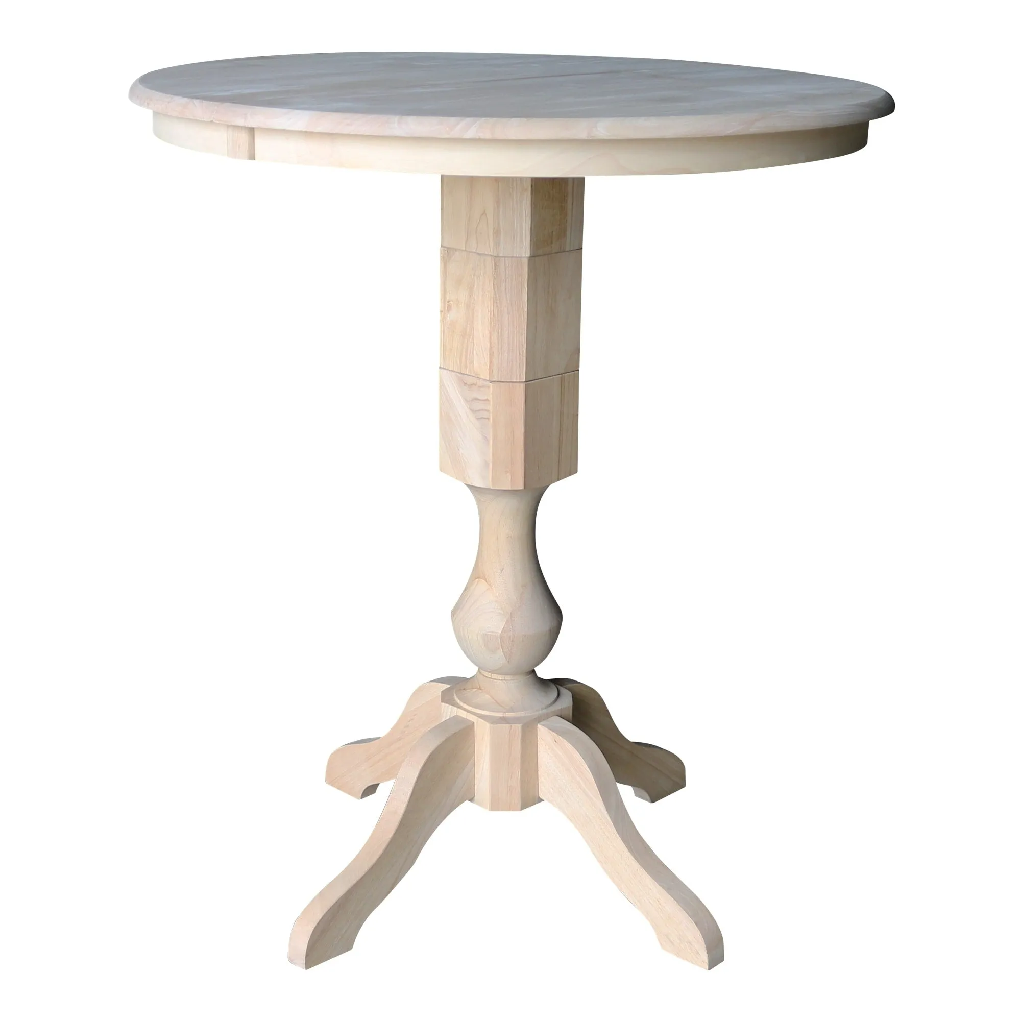 36 Round Extension Dining Table 40.9H With 4 Cafe Barheight Stools