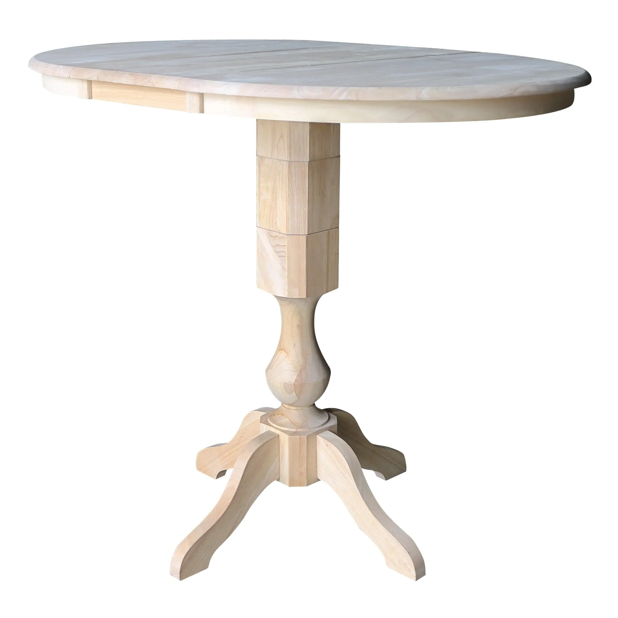 36 Round Extension Dining Table 40.9H With 4 Cafe Barheight Stools