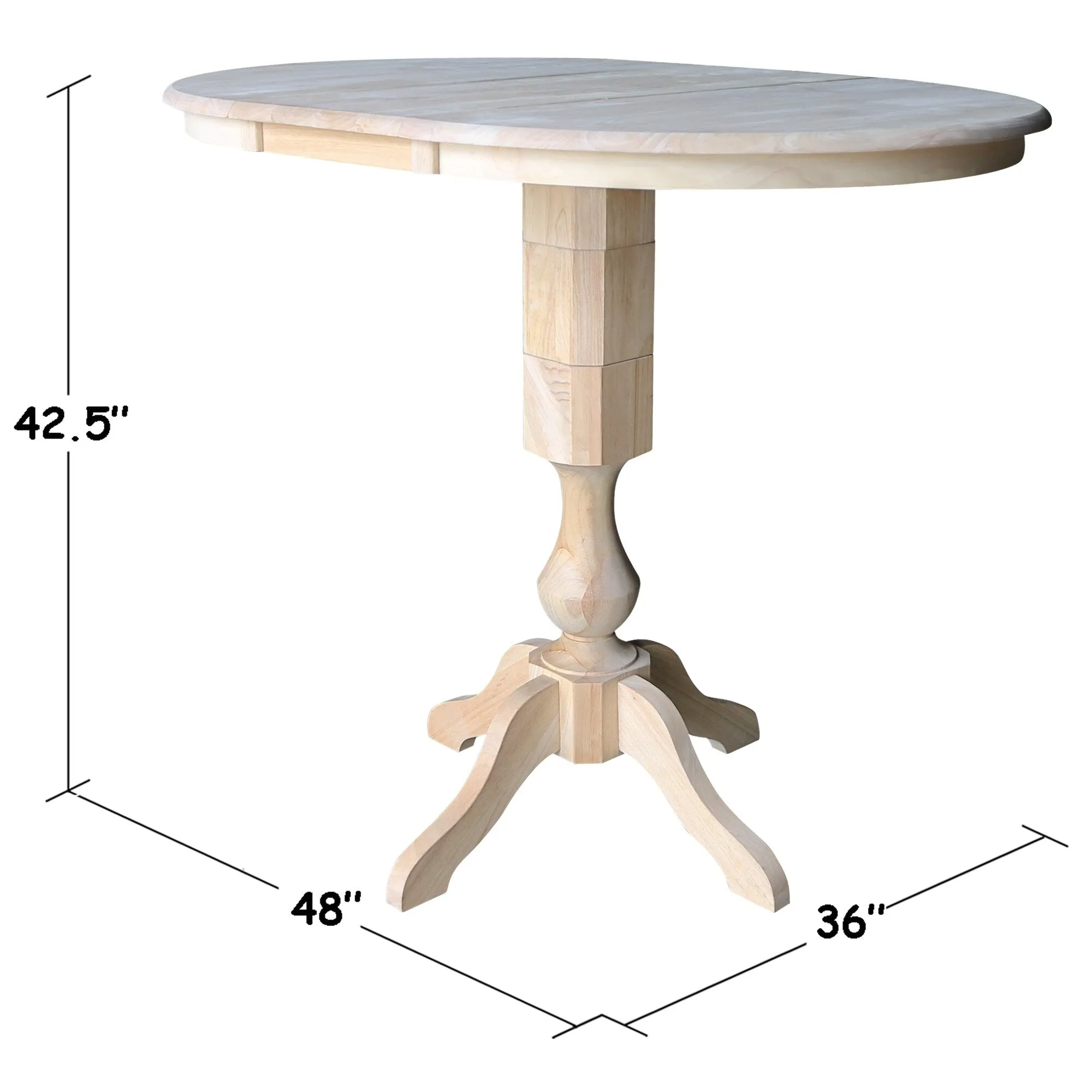 36 Round Extension Dining Table 40.9H With 4 Cafe Barheight Stools