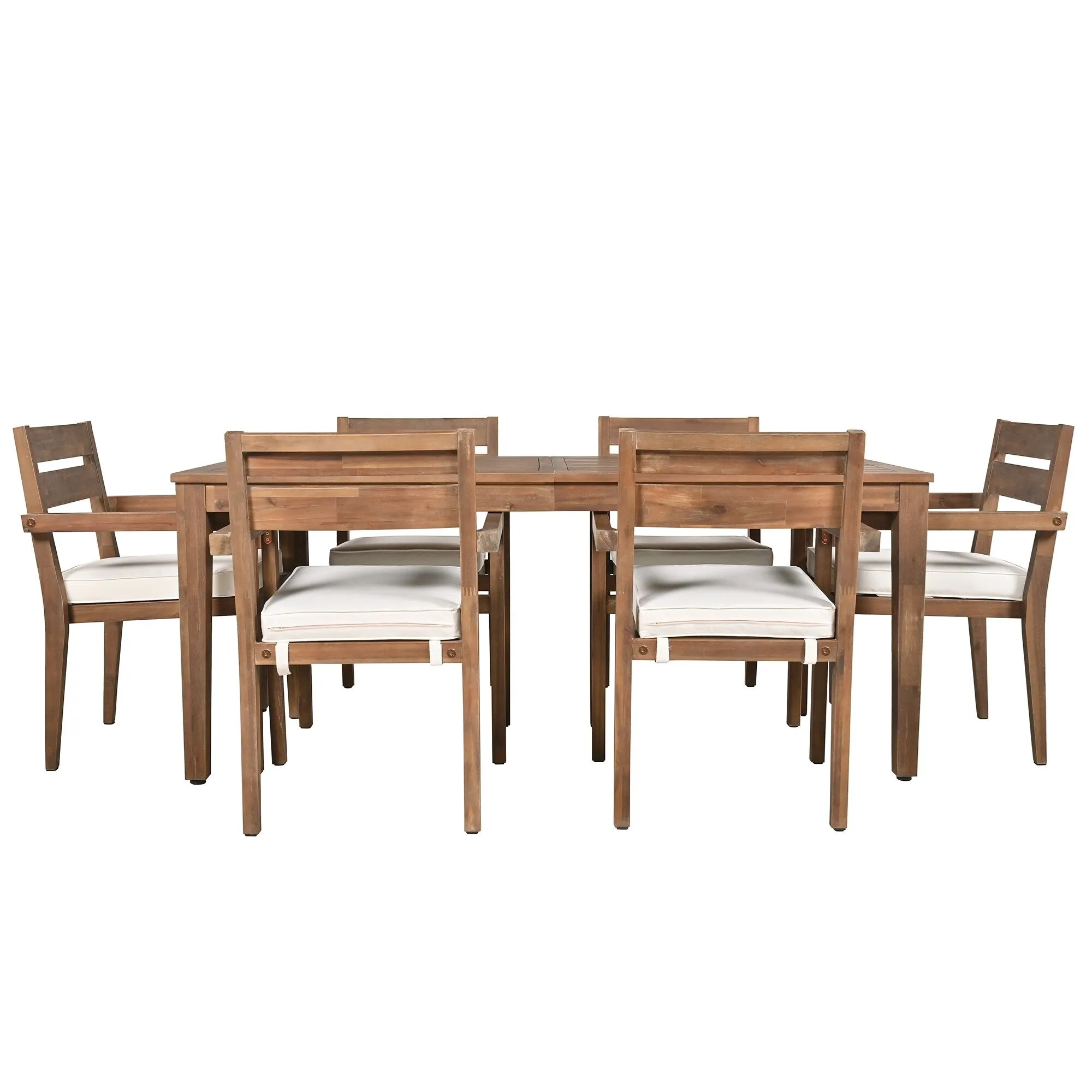 Acacia Wood Outdoor Table and Chairs Set for Patio (Set of 7)