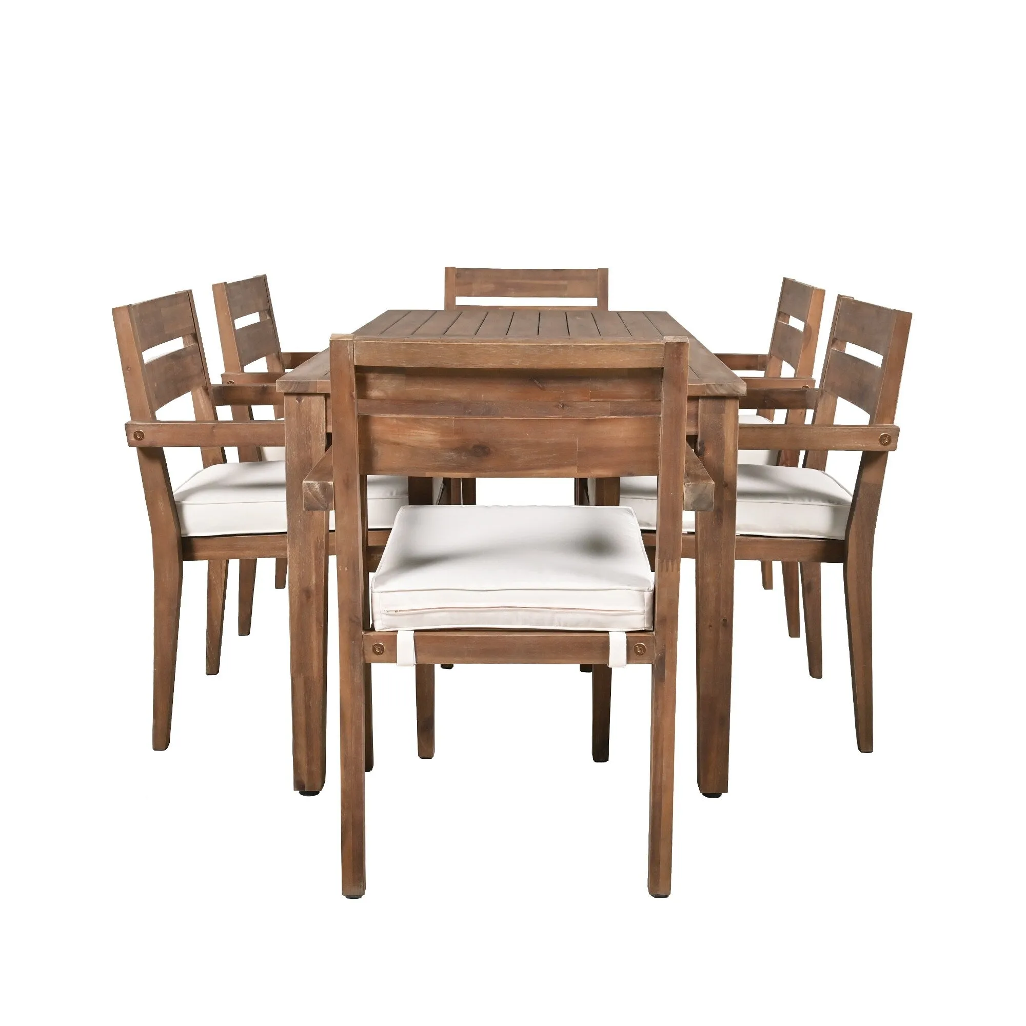 Acacia Wood Outdoor Table and Chairs Set for Patio (Set of 7)