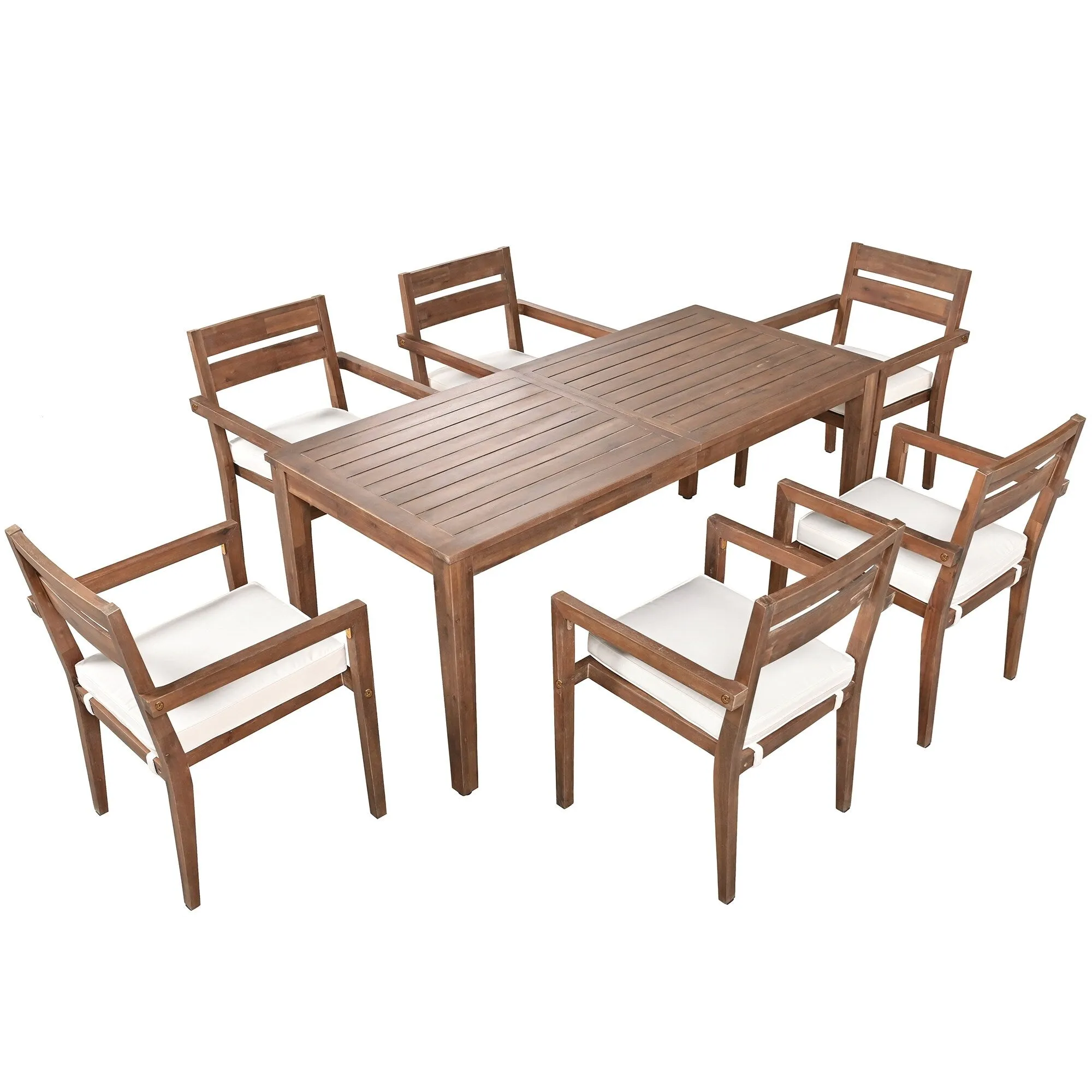 Acacia Wood Outdoor Table and Chairs Set for Patio (Set of 7)