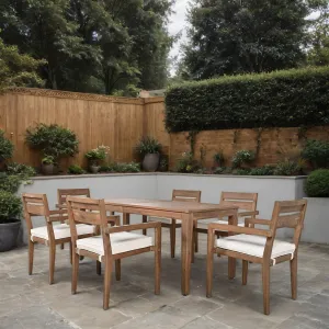Acacia Wood Outdoor Table and Chairs Set for Patio (Set of 7)