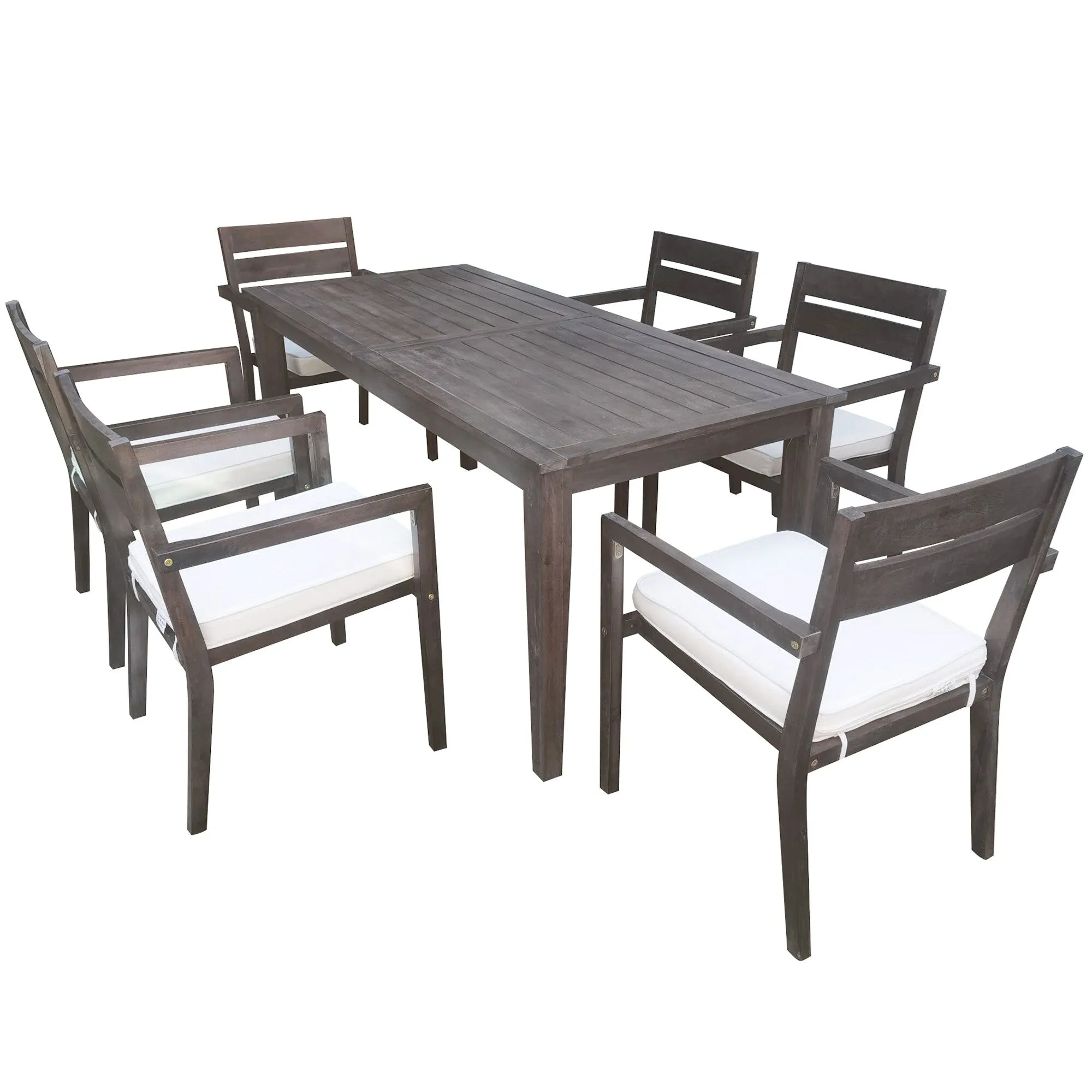 Acacia Wood Outdoor Table and Chairs Set for Patio (Set of 7)