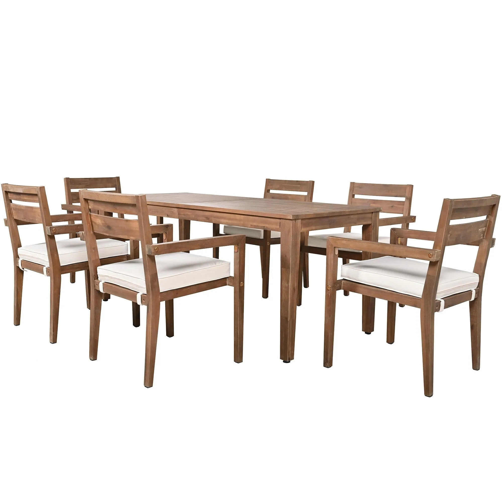 Acacia Wood Outdoor Table and Chairs Set for Patio (Set of 7)