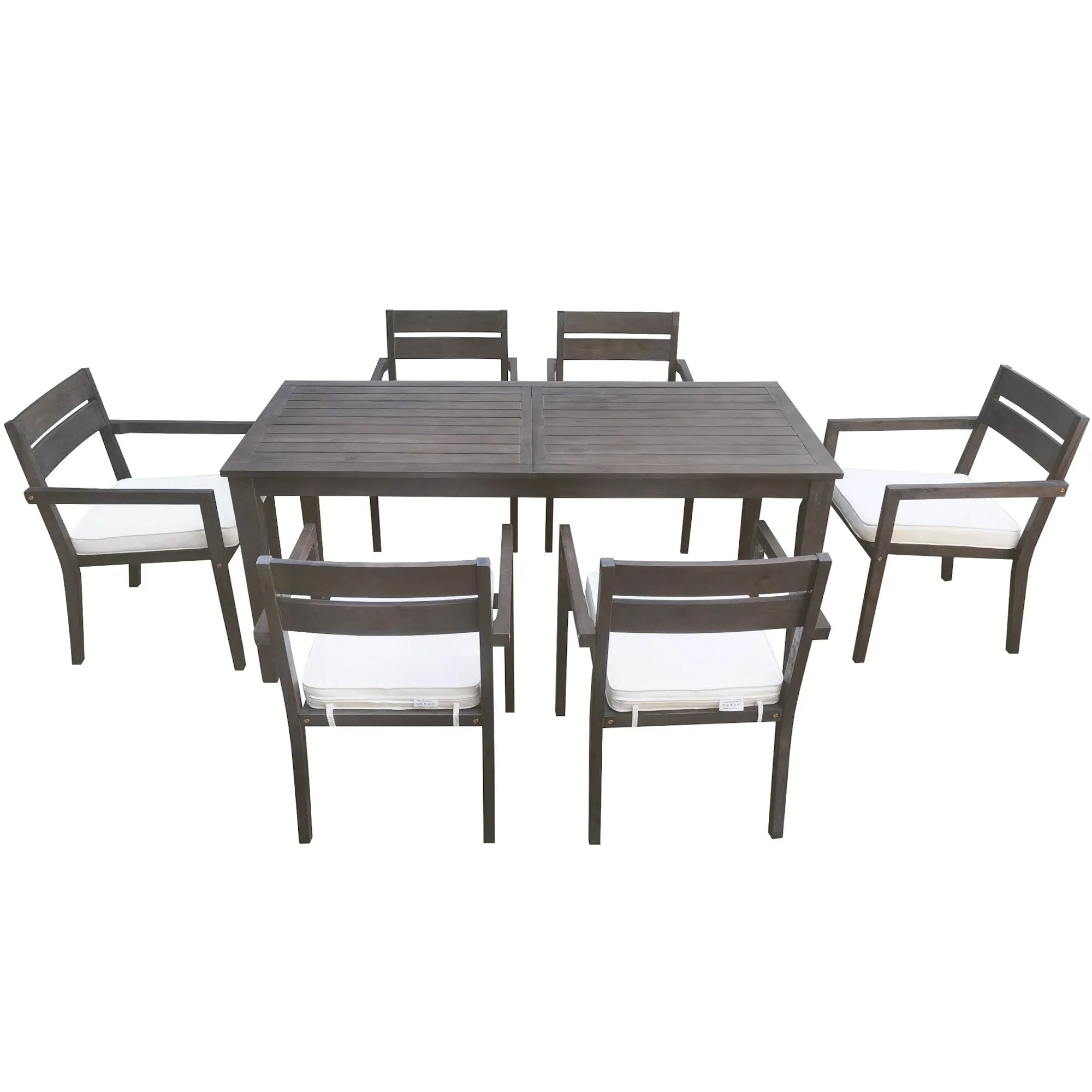 Acacia Wood Outdoor Table and Chairs Set for Patio (Set of 7)
