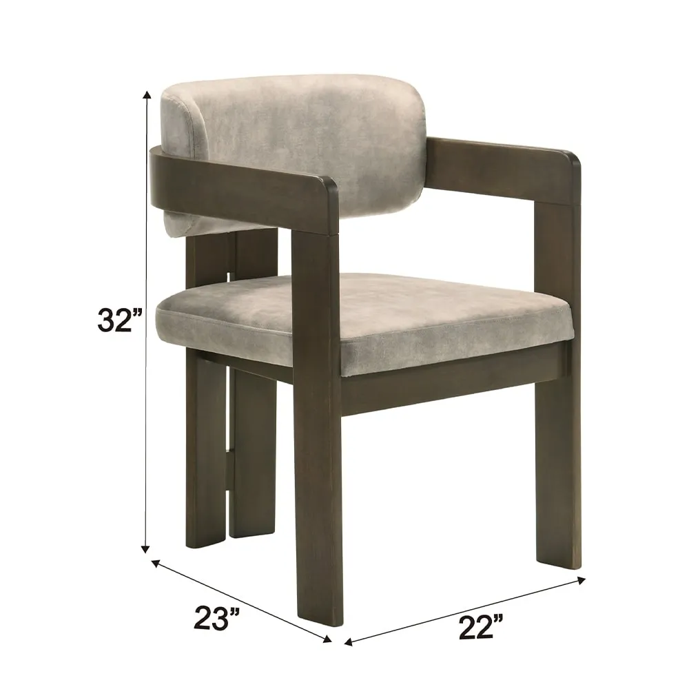 ACME Destin Side Chair. Light Gray Polished Microfiber & Walnut Finish