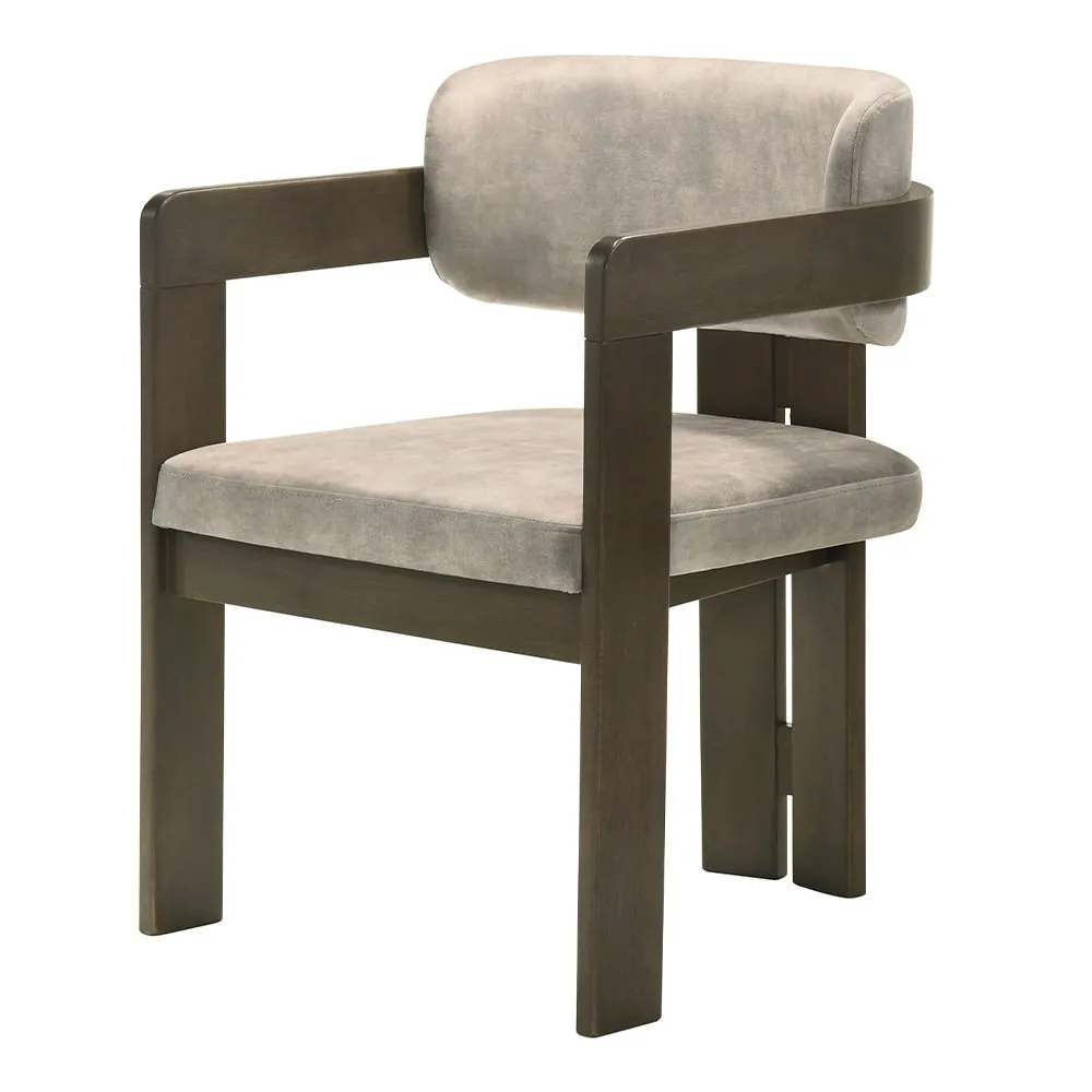 ACME Destin Side Chair. Light Gray Polished Microfiber & Walnut Finish