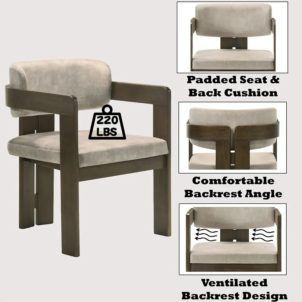 ACME Destin Side Chair. Light Gray Polished Microfiber & Walnut Finish