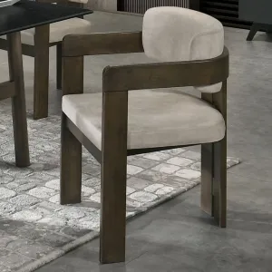 ACME Destin Side Chair. Light Gray Polished Microfiber & Walnut Finish