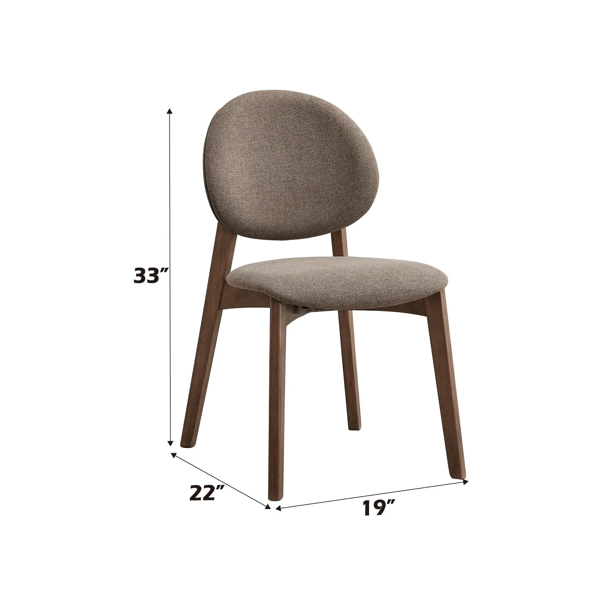 ACME Hadasa Side Chair (Set-2). Light Brown Linen & Walnut Finish