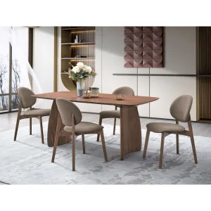 ACME Hadasa Side Chair (Set-2). Light Brown Linen & Walnut Finish