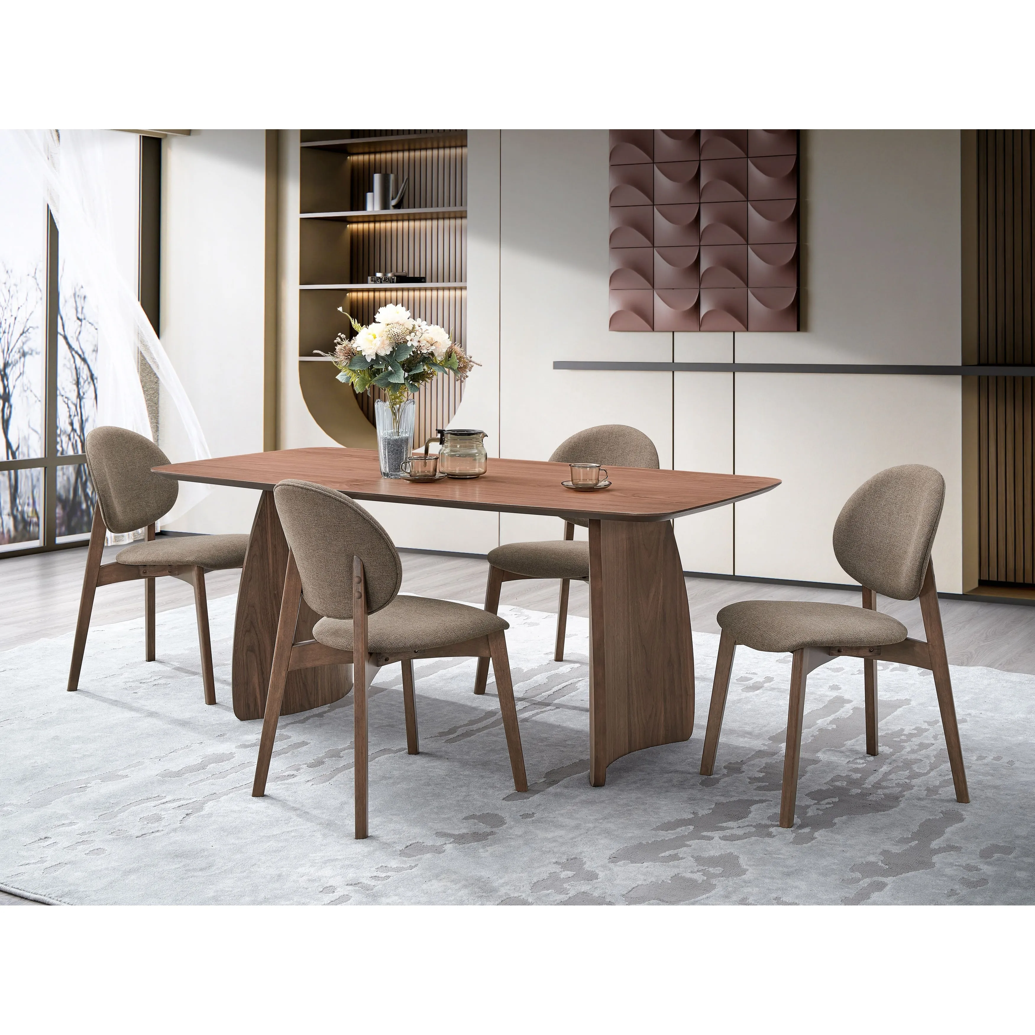ACME Hadasa Side Chair (Set-2). Light Brown Linen & Walnut Finish