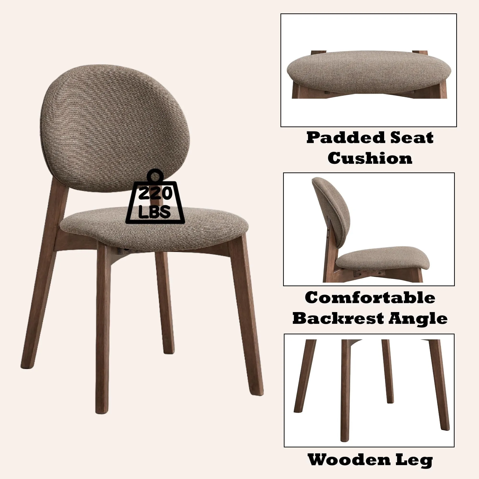 ACME Hadasa Side Chair (Set-2). Light Brown Linen & Walnut Finish