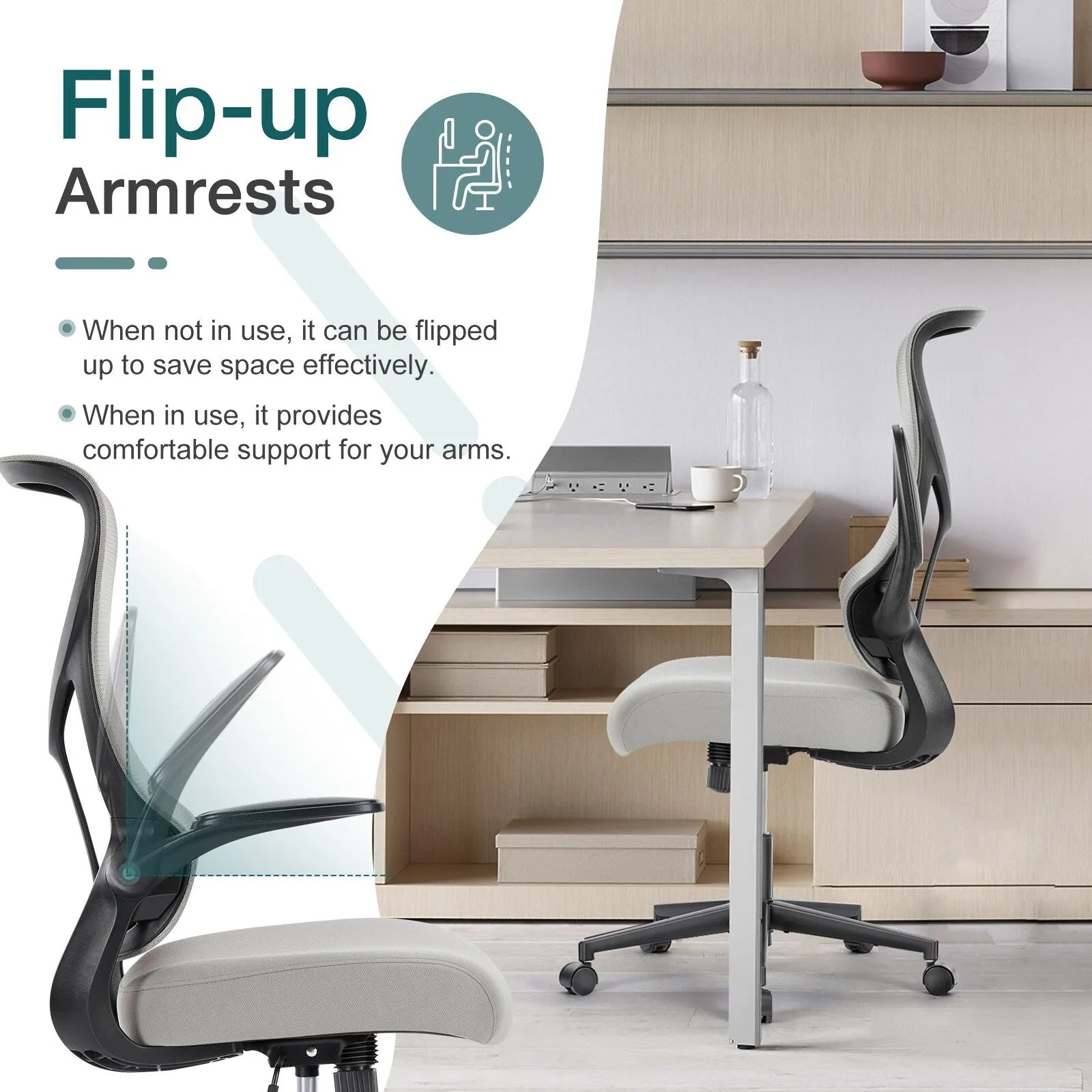 Adjustable Home Computer Chair with Padded Armrests