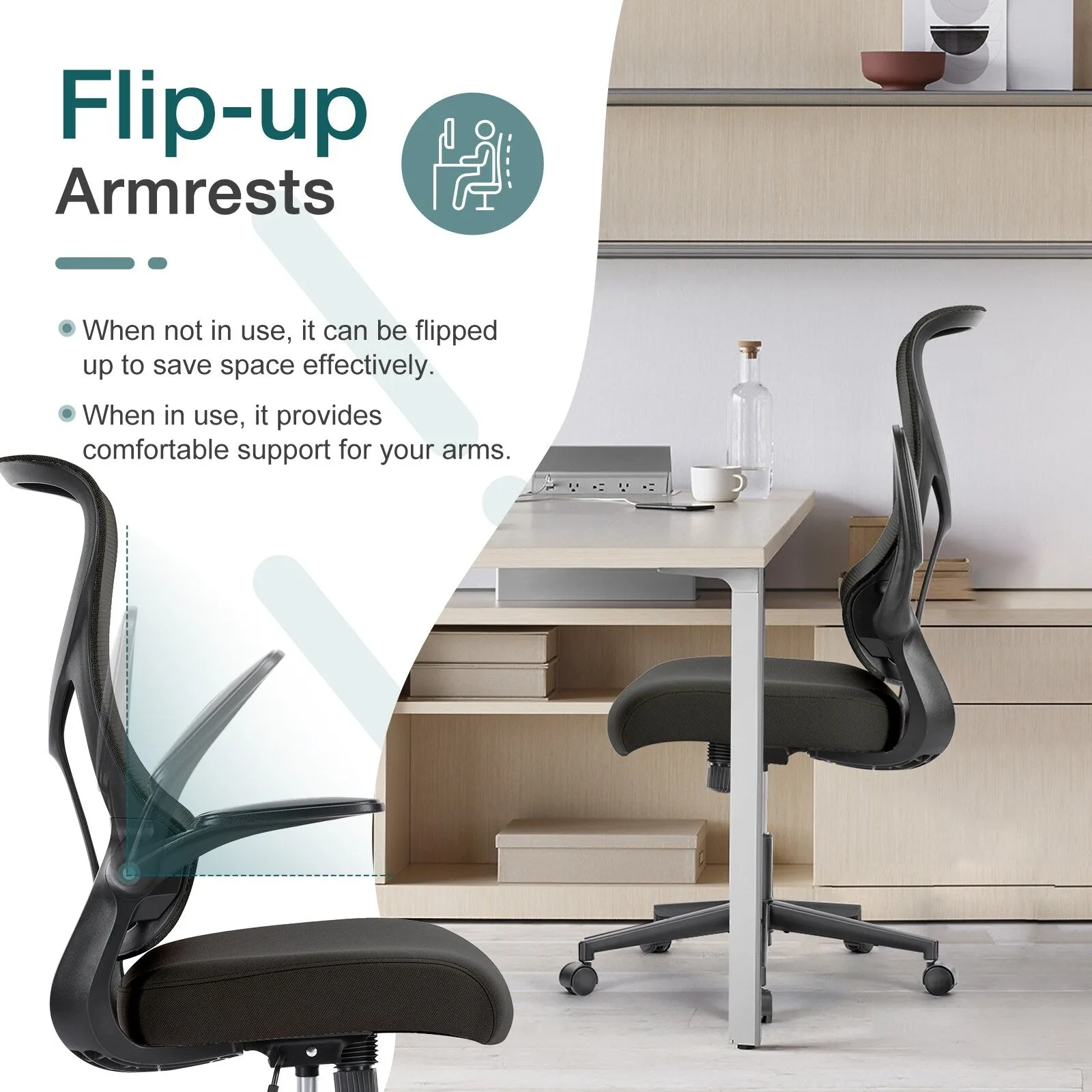 Adjustable Home Computer Chair with Padded Armrests