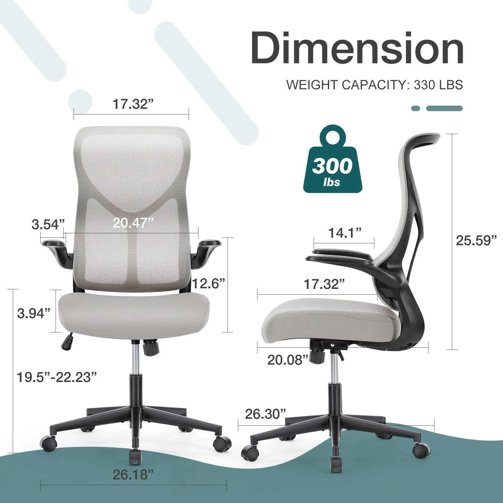 Adjustable Home Computer Chair with Padded Armrests