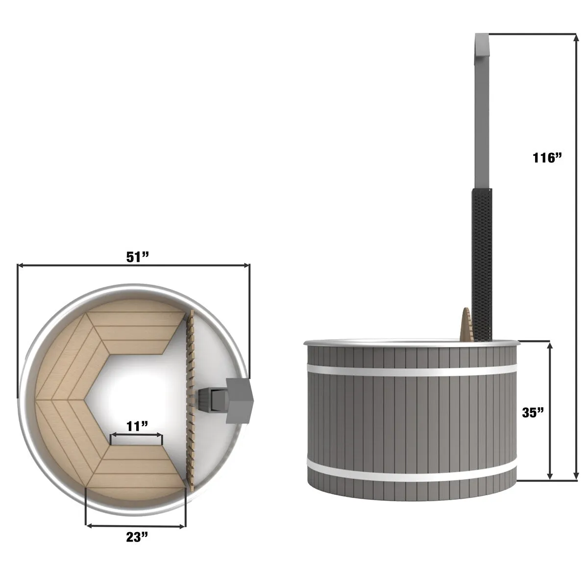 ALEKO 1-3 People Stainless Steel Hot Tub & Cold Plunge Tub Wood-Fired Heater